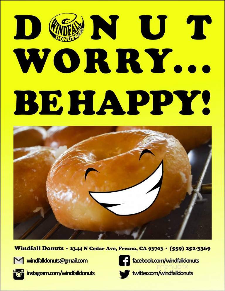 Windfall Donuts & Sandwiches - Fresno, CA menu_pic