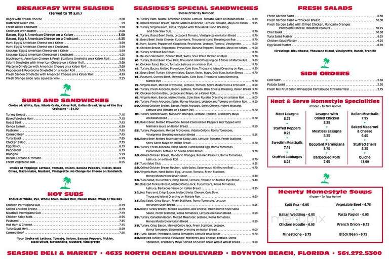 Seaside Deli & Convenience - Boynton Beach, FL menu_pic