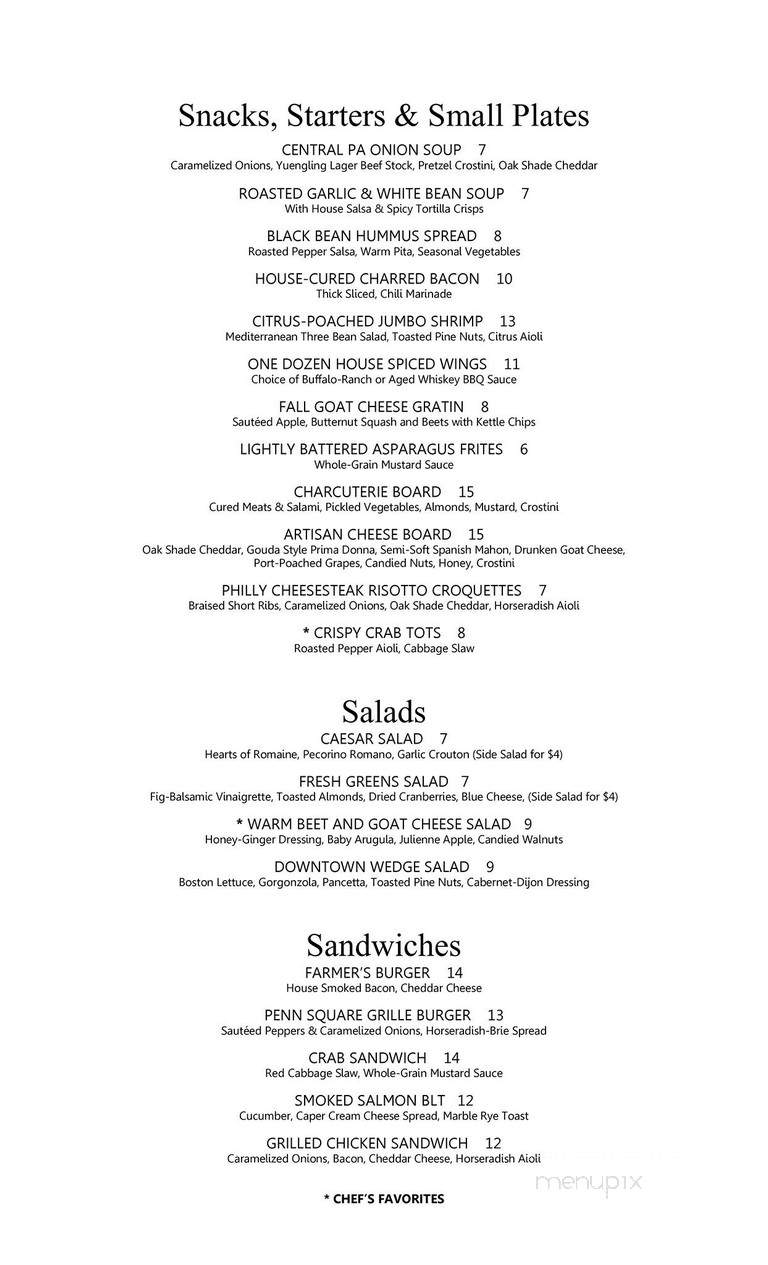 Penn Square Grille - Lancaster, PA menu_pic