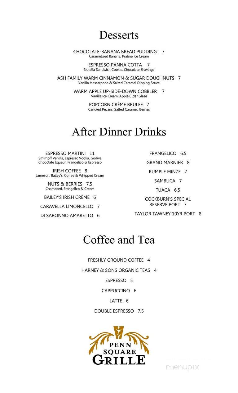 Penn Square Grille - Lancaster, PA menu_pic