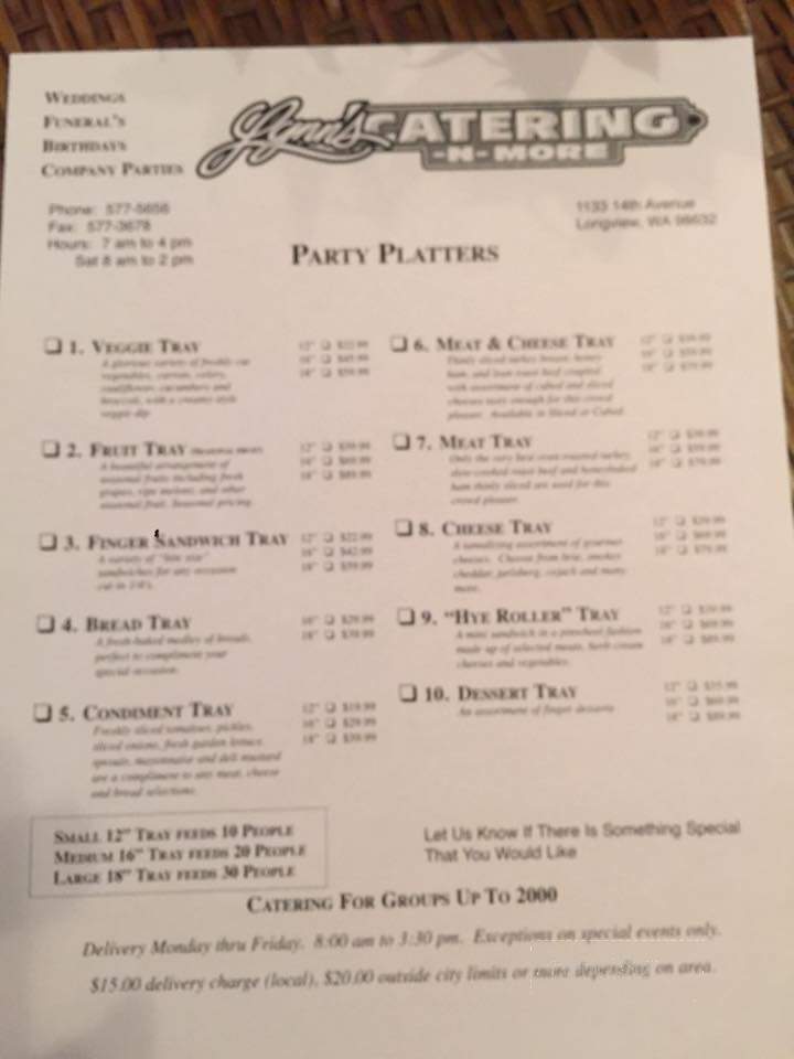 Lynn's Catering & More - Longview, WA menu_pic