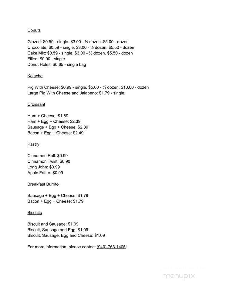 OK Donuts - Wichita Falls, TX menu_pic