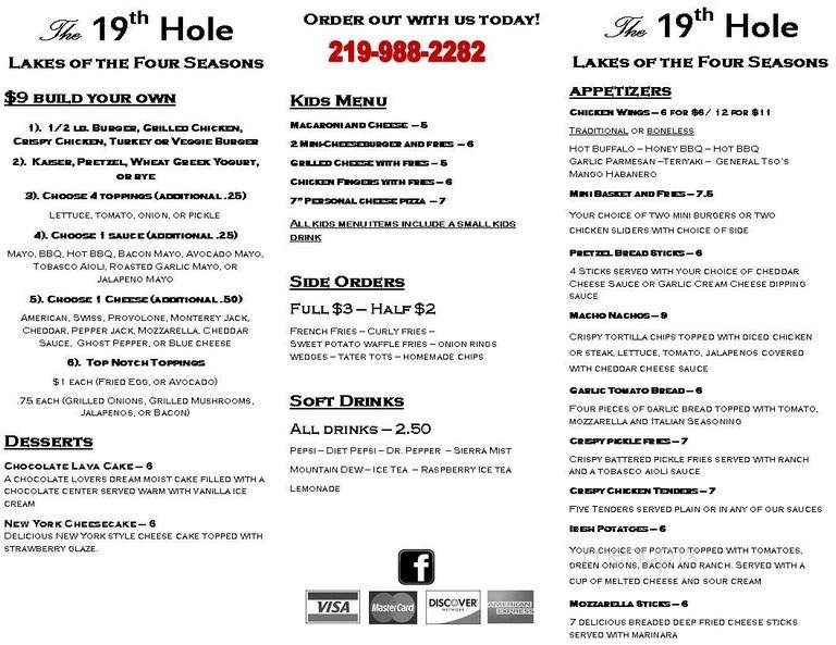 19th Hole Grill - Crown Point, IN menu_pic
