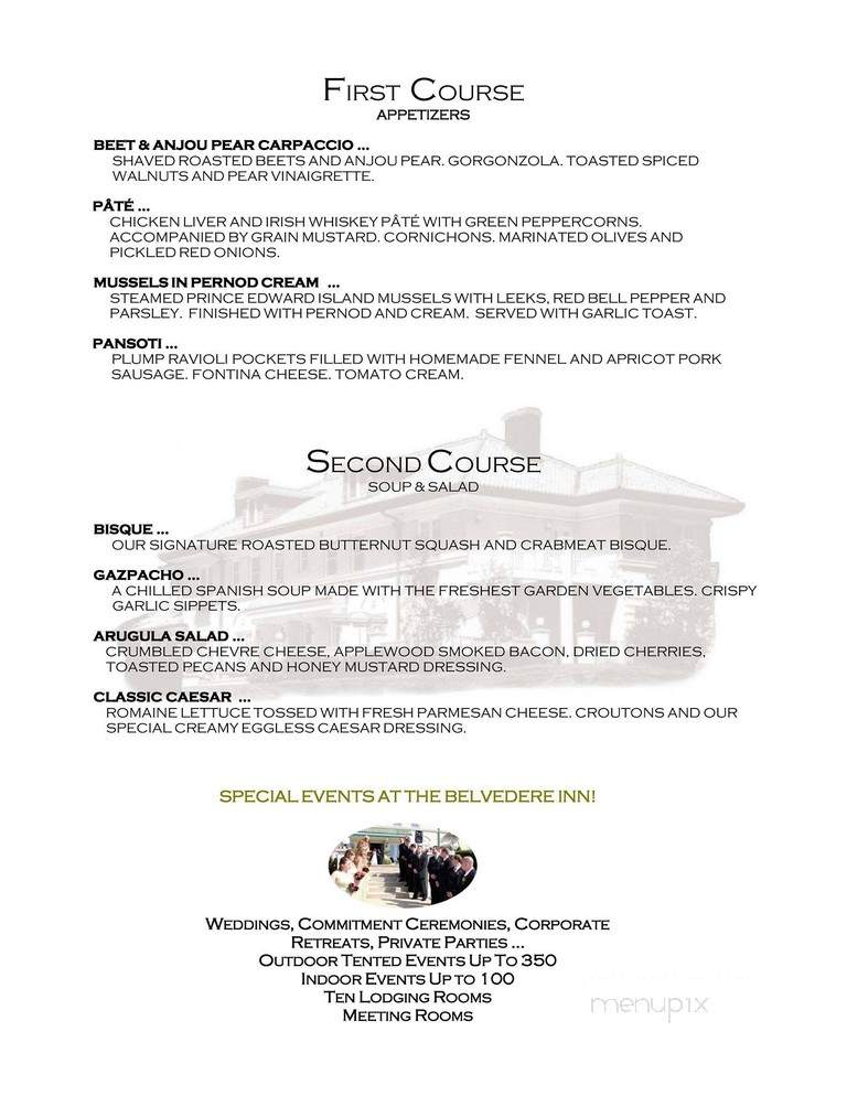 Belvedere Inn & Restaurant - Saugatuck, MI menu_pic