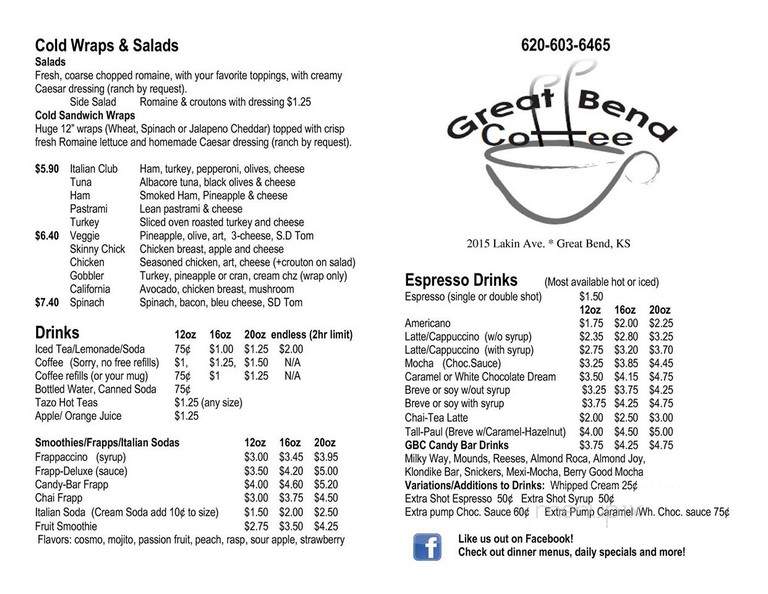 Great Bend Coffee - Great Bend, KS menu_pic