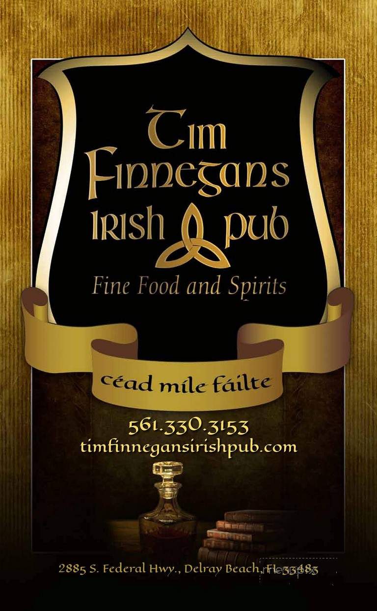 Tim Finnegan's Irish Pub - Delray Beach, FL menu_pic