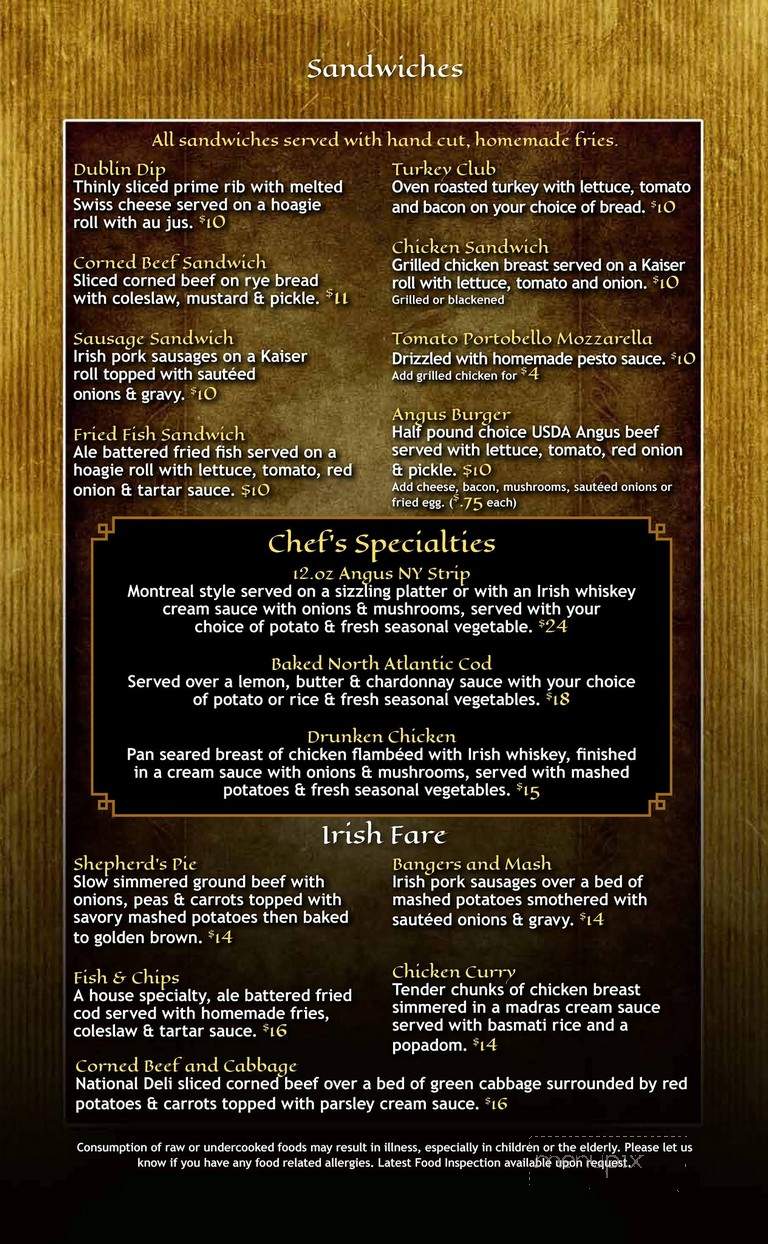 Tim Finnegan's Irish Pub - Delray Beach, FL menu_pic
