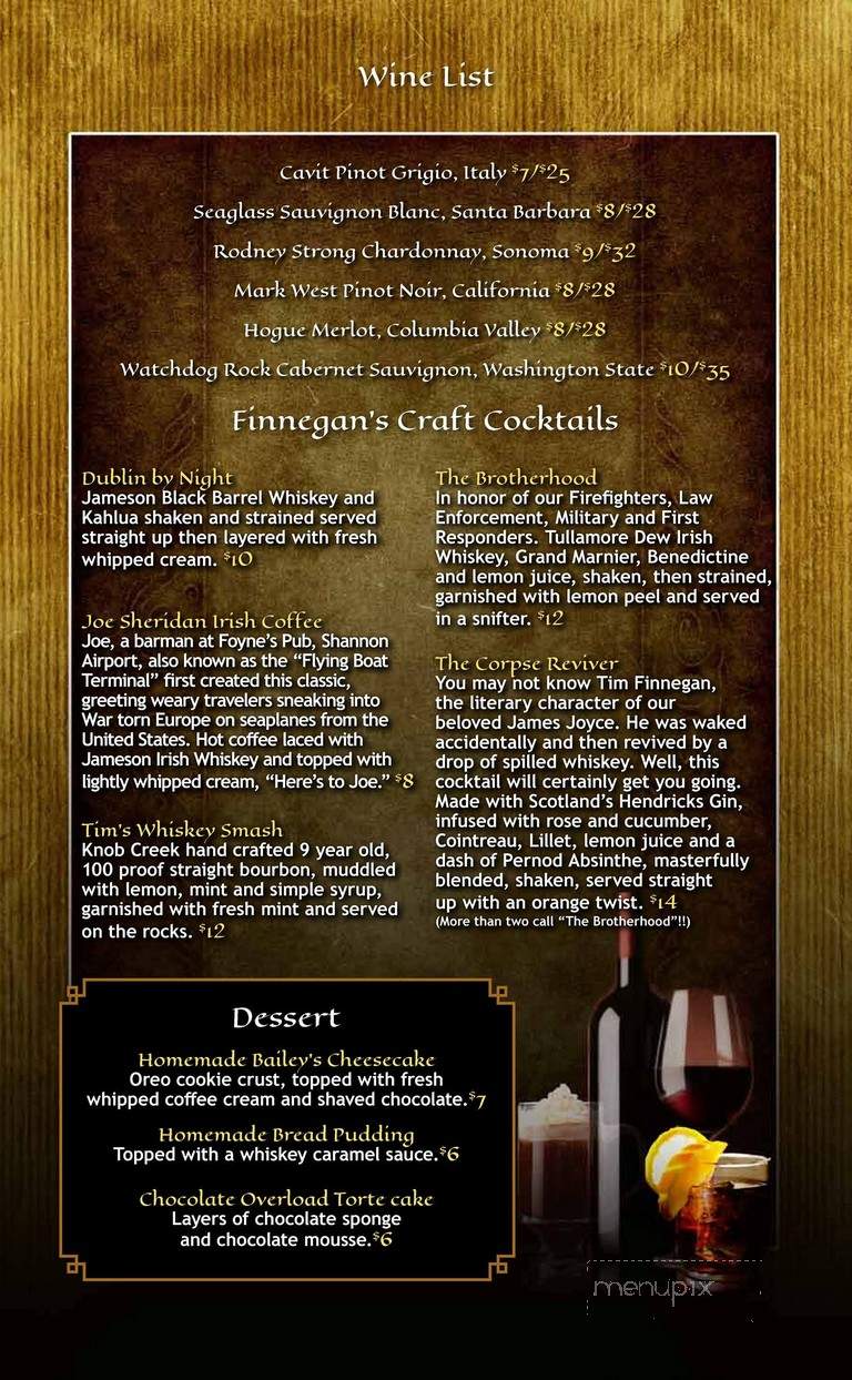 Tim Finnegan's Irish Pub - Delray Beach, FL menu_pic