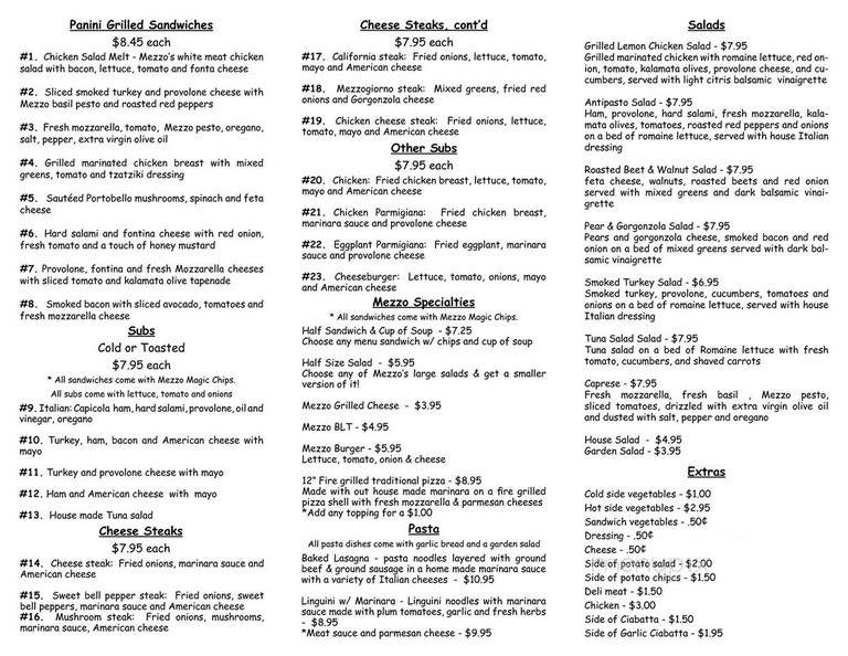Mezzogiorno - York, PA menu_pic