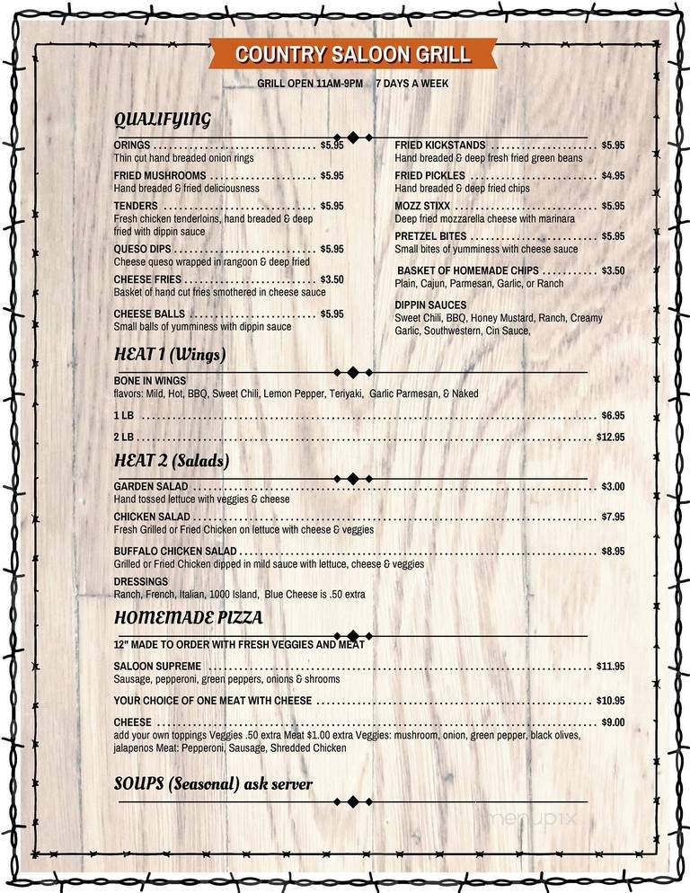 Country Saloon - East Peoria, IL menu_pic