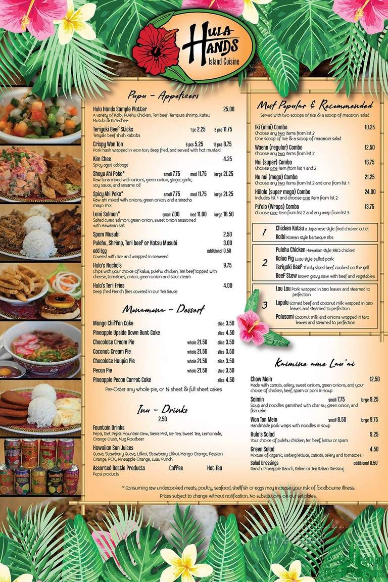 Hula Hands Restaurant - Anchorage, AK menu_pic