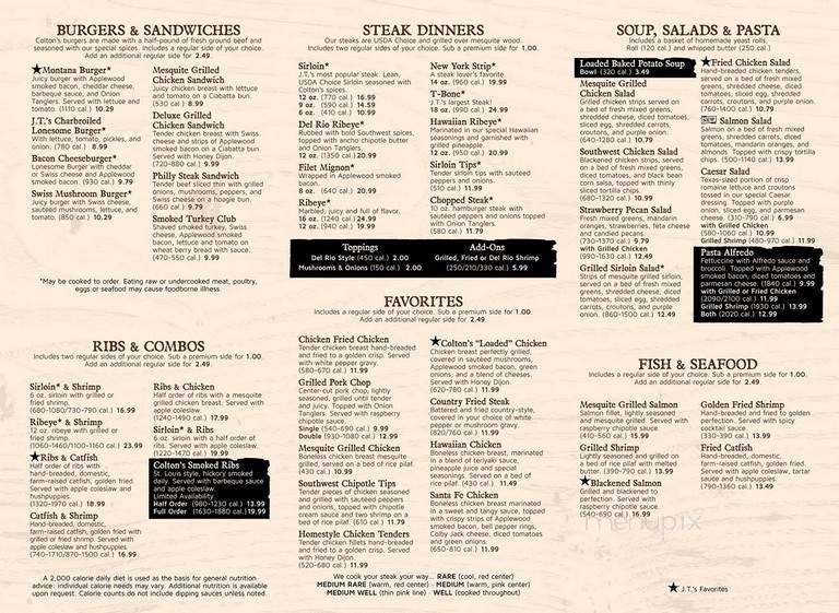 Colton's Steakhouse - Glasgow, KY menu_pic