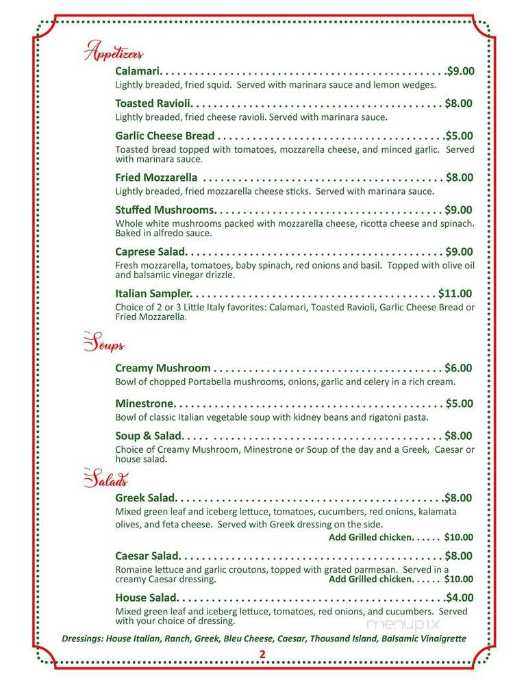 Little Italy Pizza and Pasta - Abilene, TX menu_pic