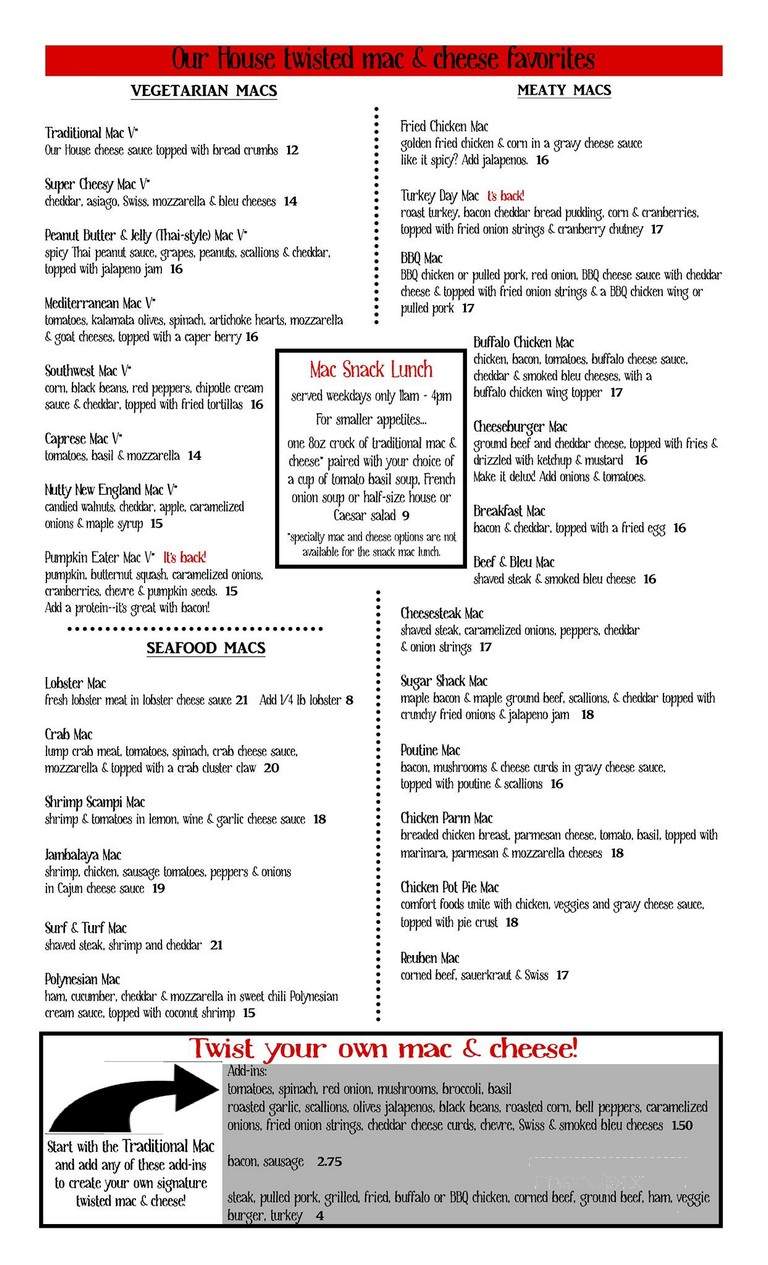 Our House Bistro - Burlington, VT menu_pic
