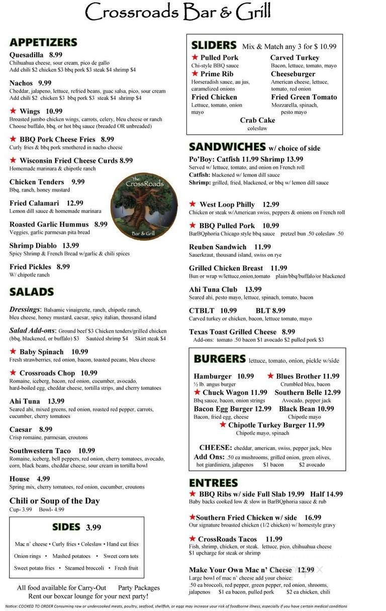 Crossroads Bar & Grill - Chicago, IL menu_pic