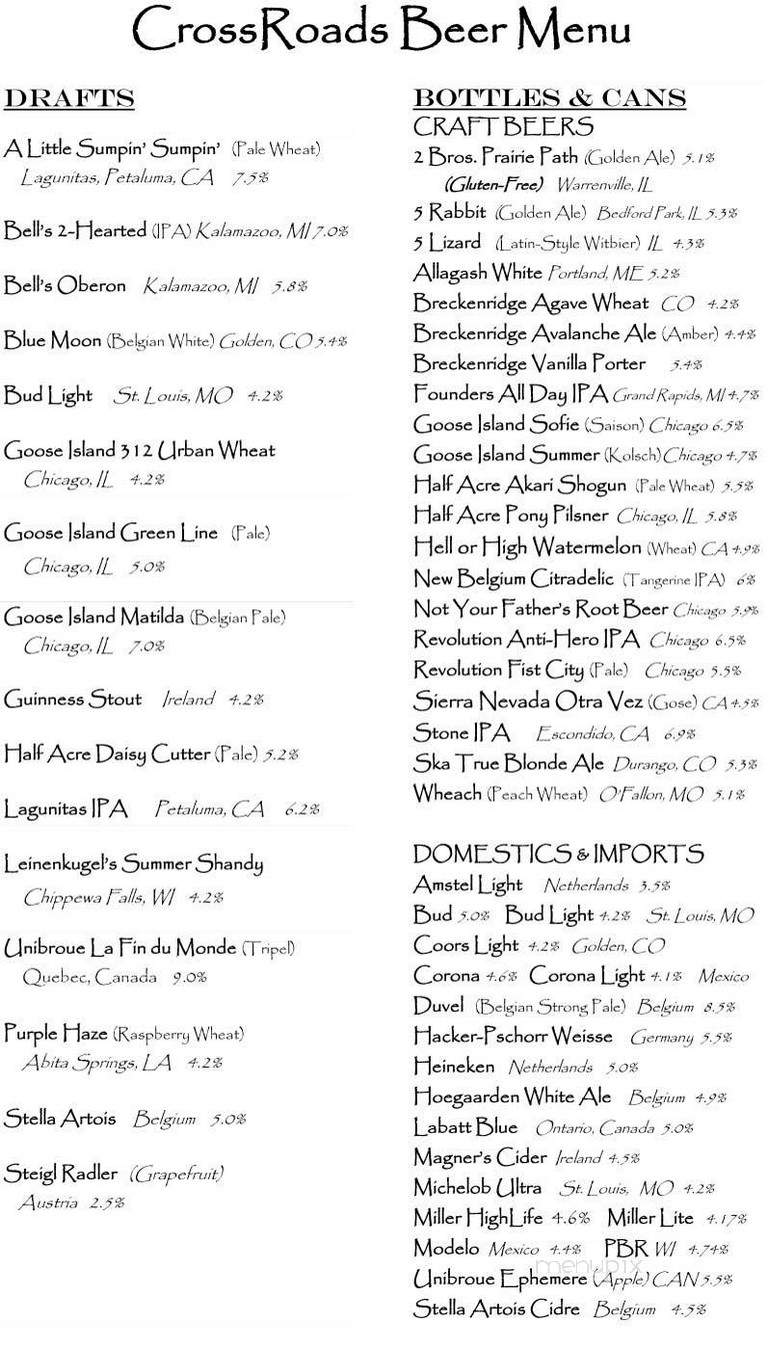 Crossroads Bar & Grill - Chicago, IL menu_pic