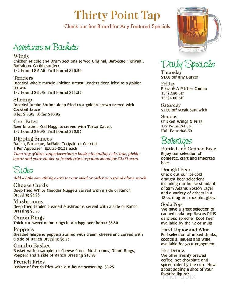 Thirty Point Trading Post - Winchester, WI menu_pic