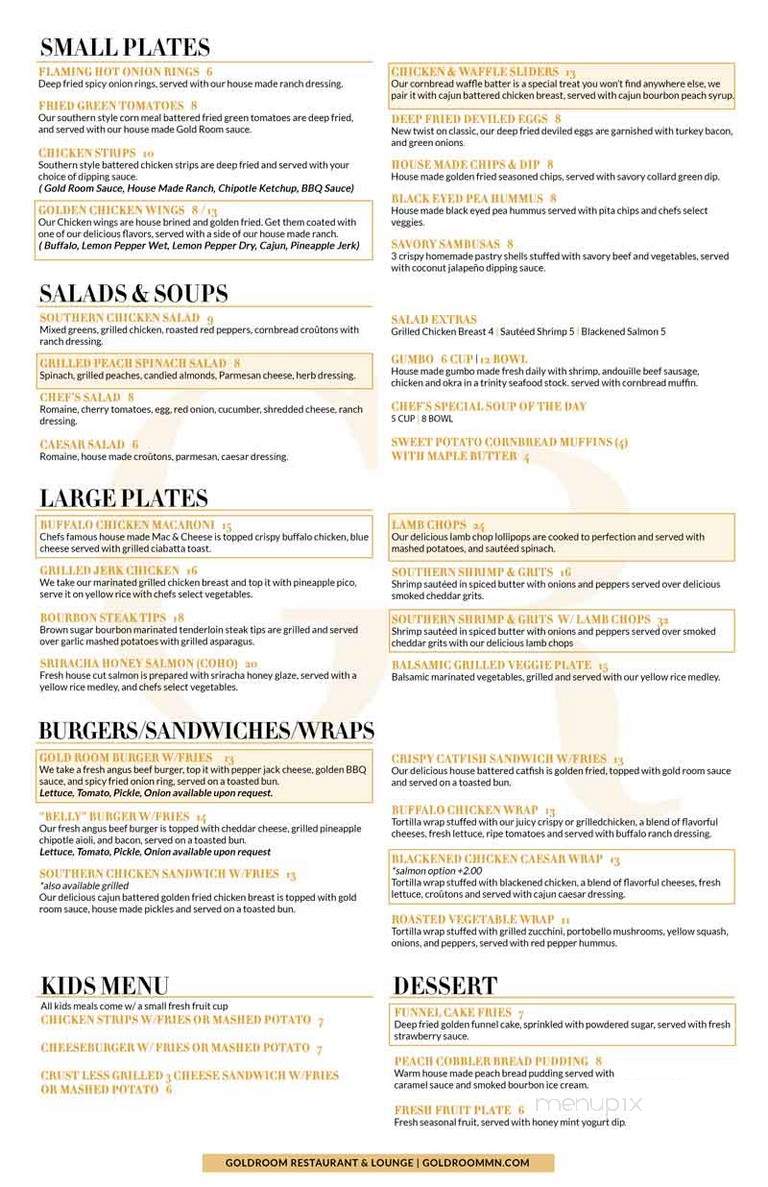 Restaurant at the Lounge - Minneapolis, MN menu_pic