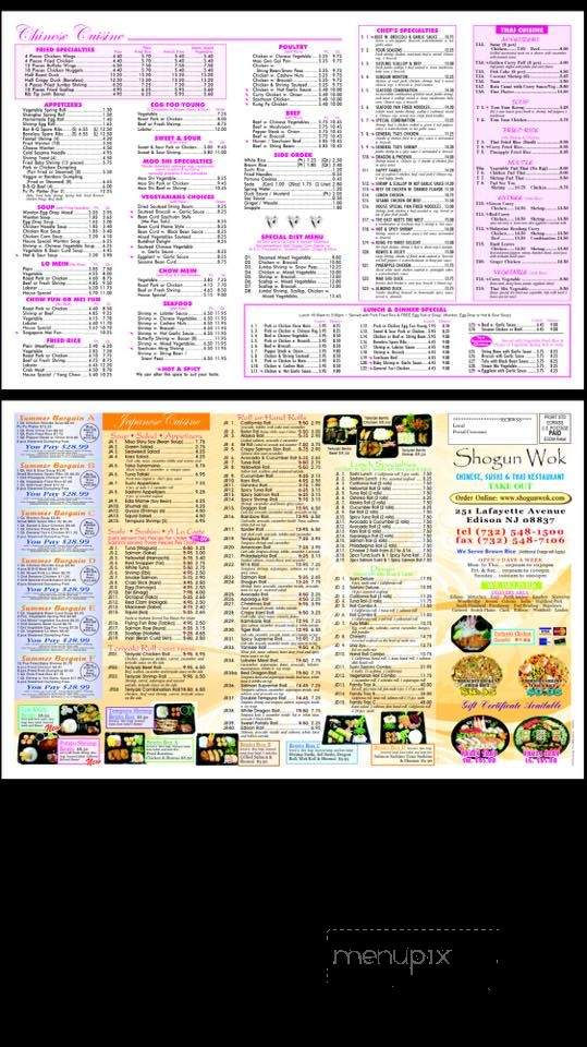 Shogun Wok Chinese - Edison, NJ menu_pic