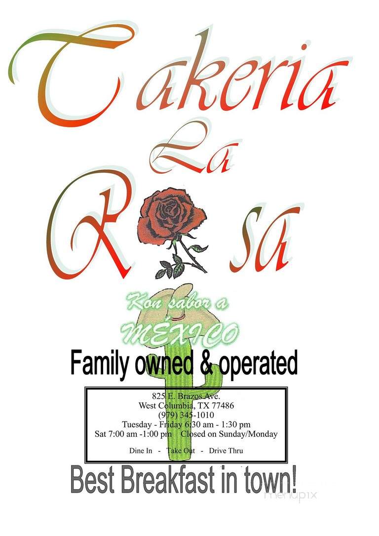 Takeria La Rosa - West Columbia, TX menu_pic