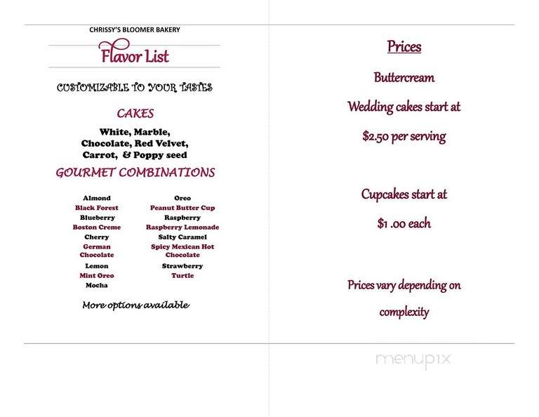 Bloomer Bakery - Bloomer, WI menu_pic