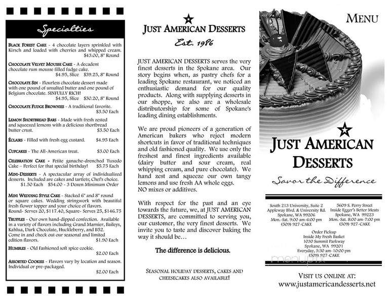 Just American Desserts - Spokane Valley, WA menu_pic