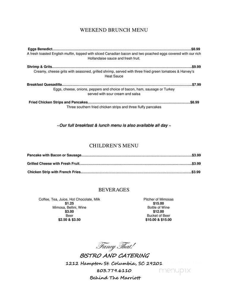 Fancy That Cafe - Columbia, SC menu_pic