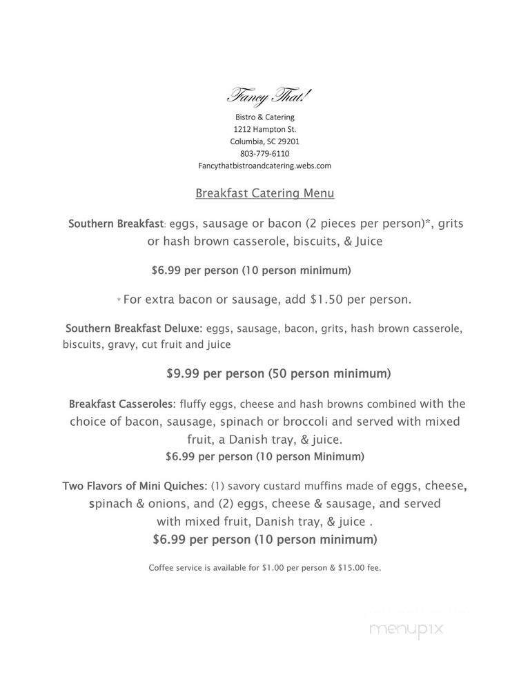Fancy That Cafe - Columbia, SC menu_pic