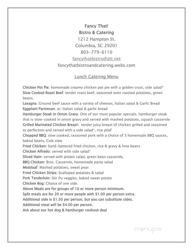 Fancy That Cafe - Columbia, SC menu_pic