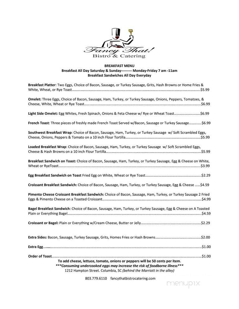 Fancy That Cafe - Columbia, SC menu_pic