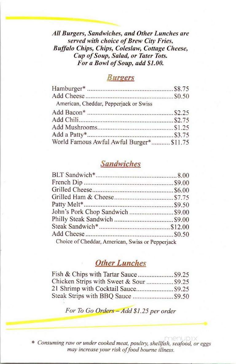 Second Shift - Billings, MT menu_pic