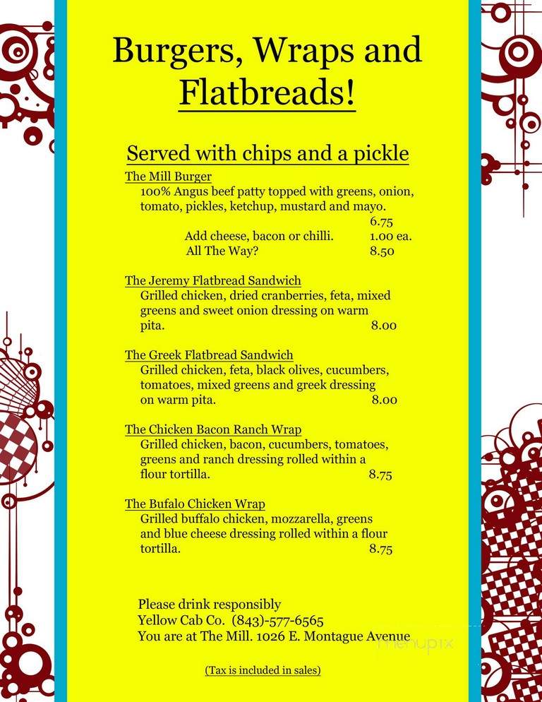 The Mill - North Charleston, SC menu_pic