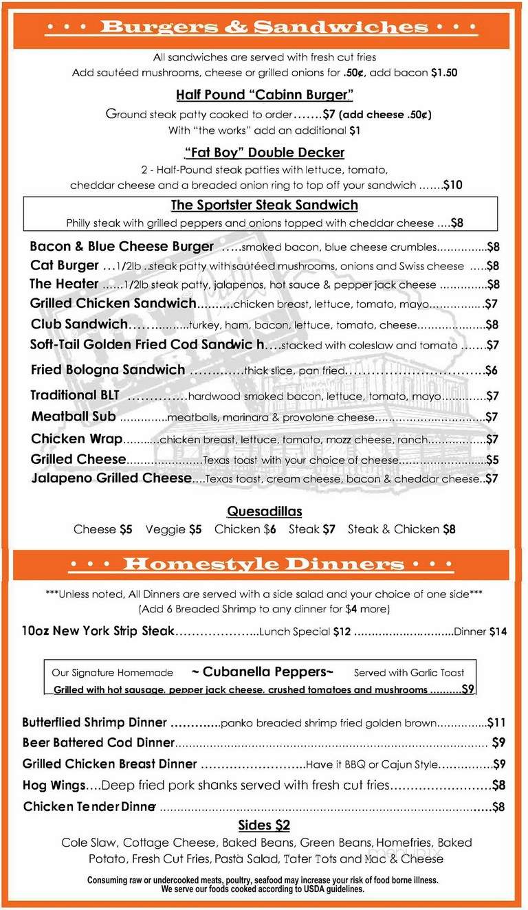 Towpath Cabin - Massillon, OH menu_pic