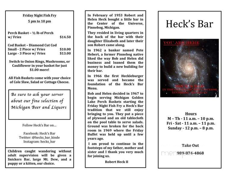 Hecks Bar - Kinde, MI menu_pic