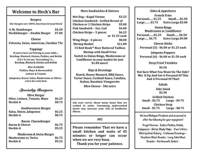 Hecks Bar - Kinde, MI menu_pic