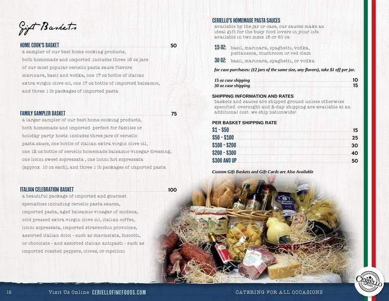 Ceriello Fine Italian Foods - Baltimore, MD menu_pic