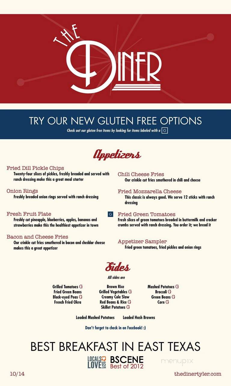 Menu of The Diner in Tyler, TX 75703