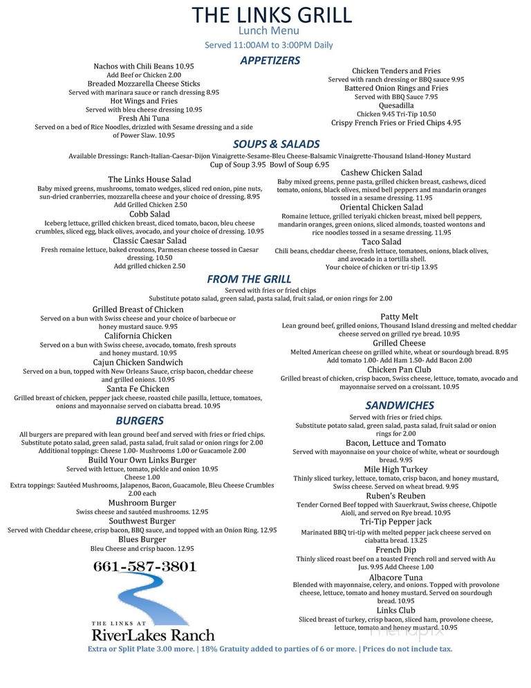 The Links At Riverlakes Ranch - Bakersfield, CA menu_pic