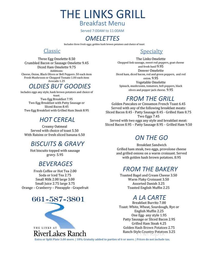 The Links At Riverlakes Ranch - Bakersfield, CA menu_pic
