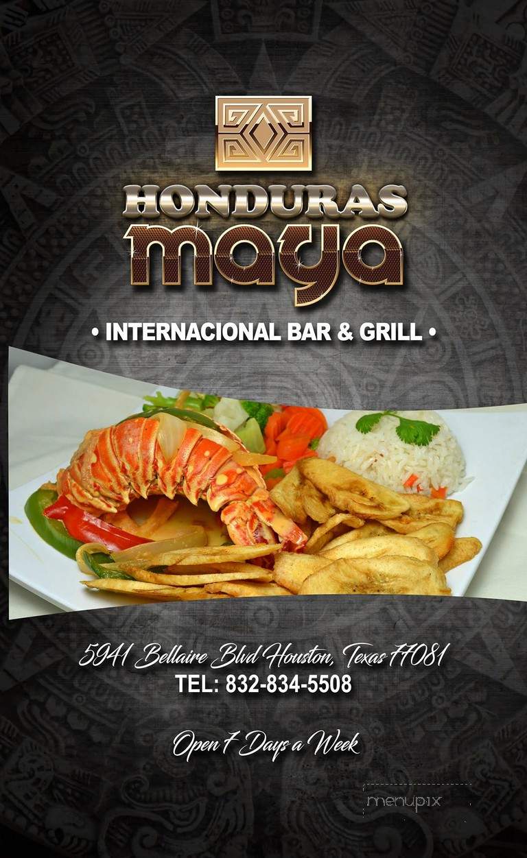 Honduras Maya Cafe & Bar - Houston, TX menu_pic