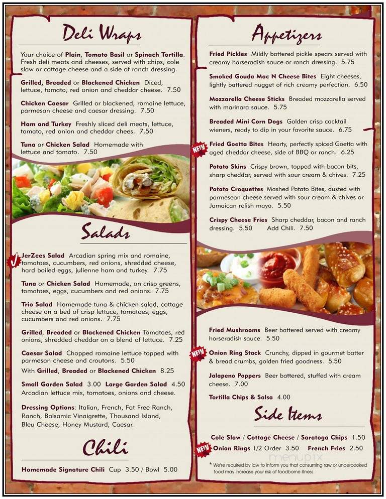 Jerzee's Pub & Grub - Newport, KY menu_pic
