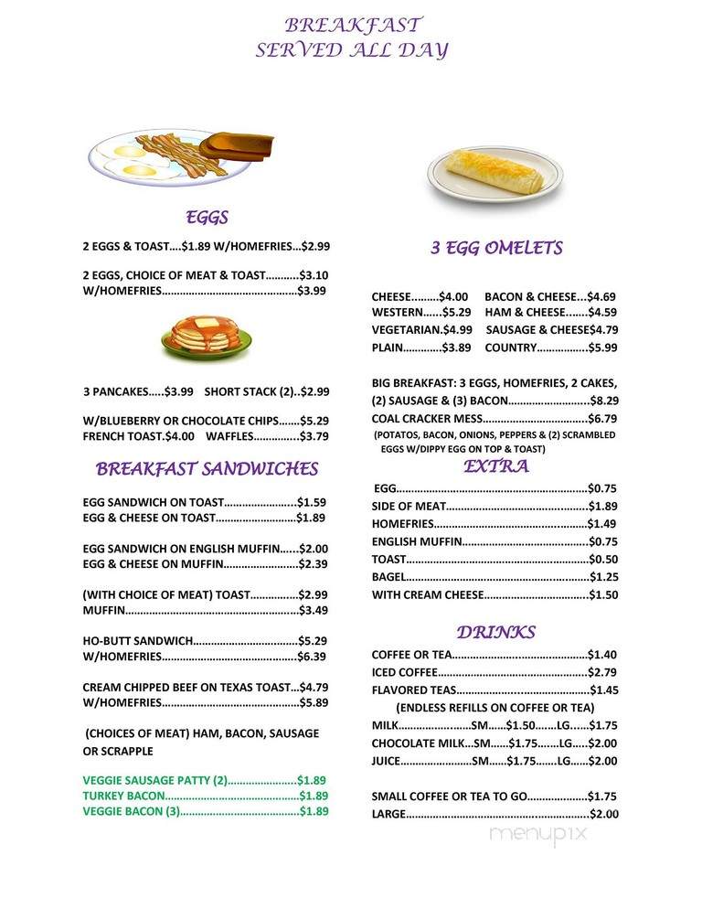 Janie's Cafe - Shamokin, PA menu_pic
