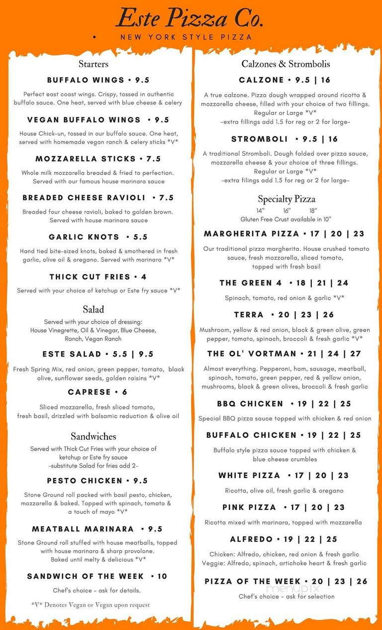 Este Pizzeria - Salt Lake City, UT menu_pic