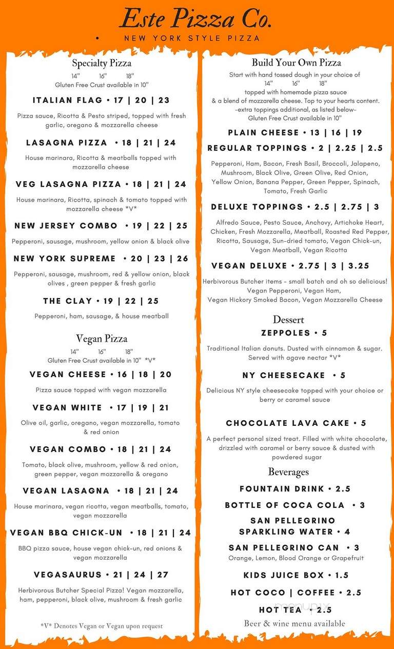 Este Pizzeria - Salt Lake City, UT menu_pic