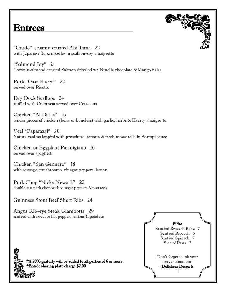 Al di la Ristorante & Caterers - East Rutherford, NJ menu_pic