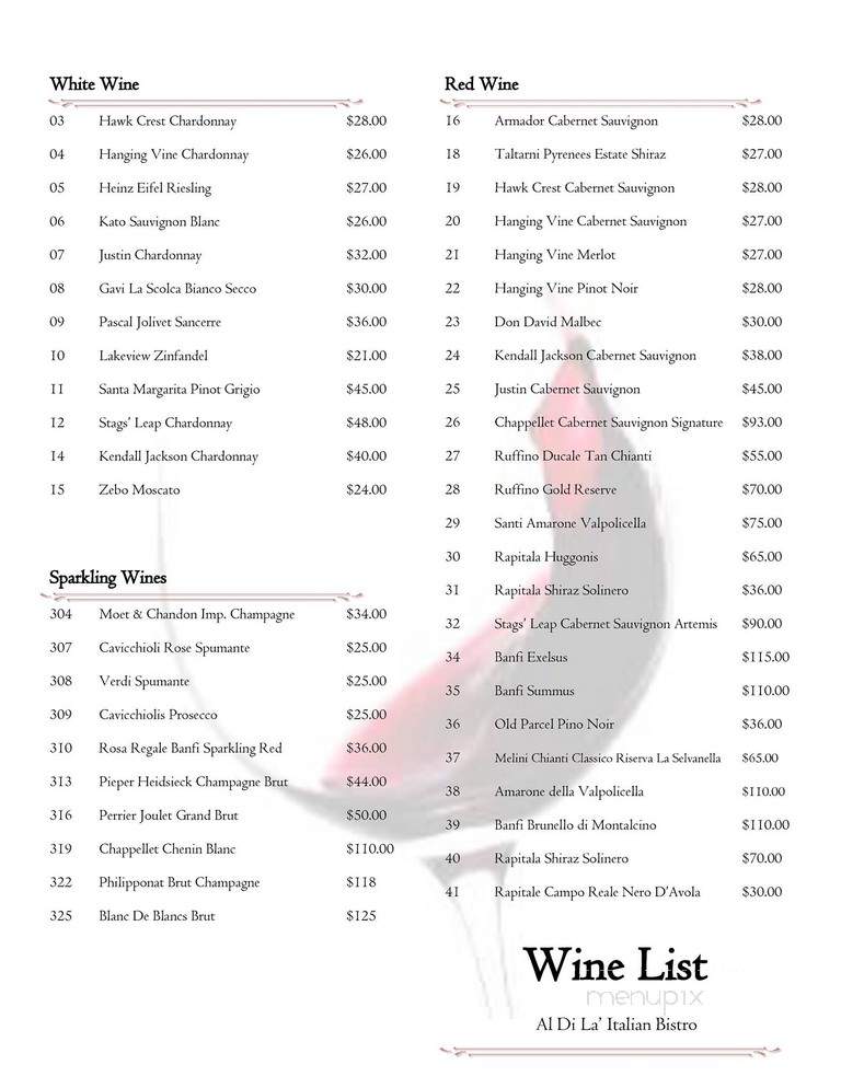 Al di la Ristorante & Caterers - East Rutherford, NJ menu_pic