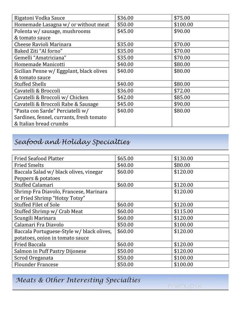 Al di la Ristorante & Caterers - East Rutherford, NJ menu_pic