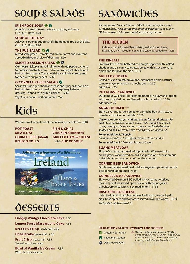 Ashling on the Lough - Kenosha, WI menu_pic