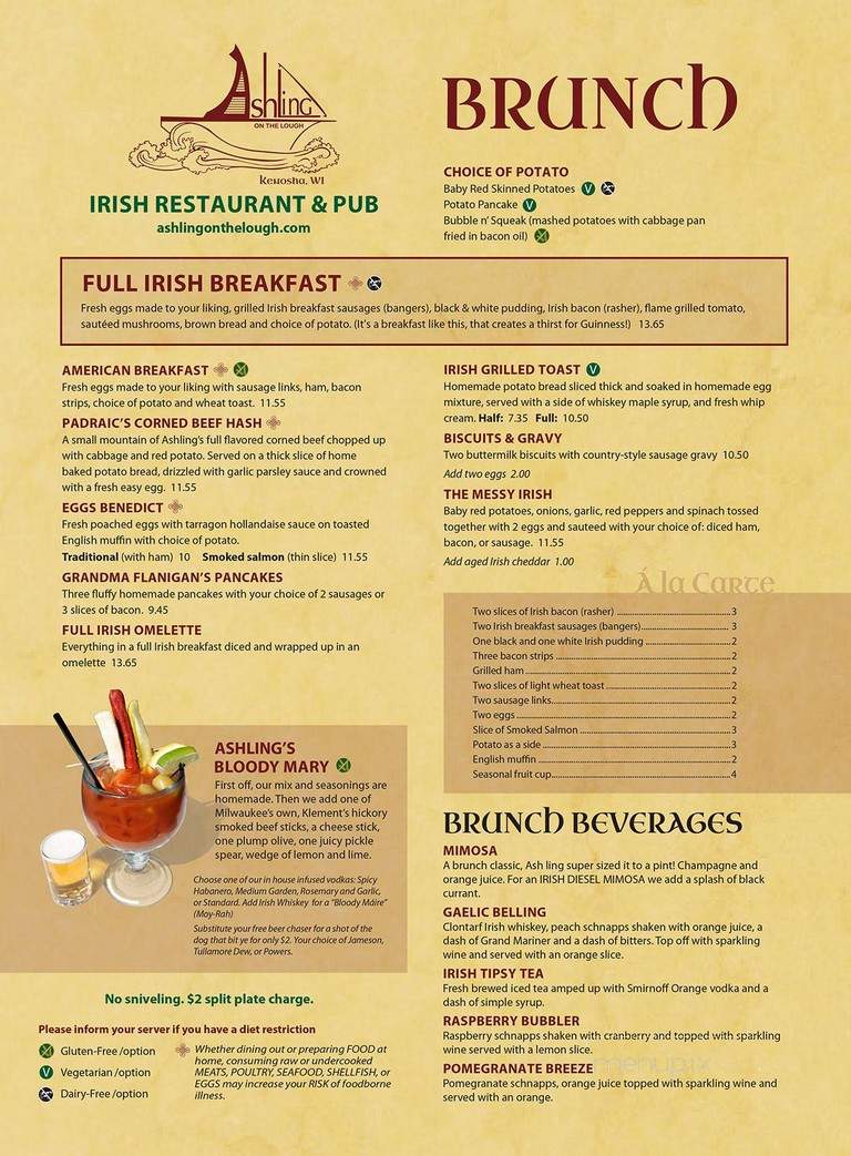 Ashling on the Lough - Kenosha, WI menu_pic