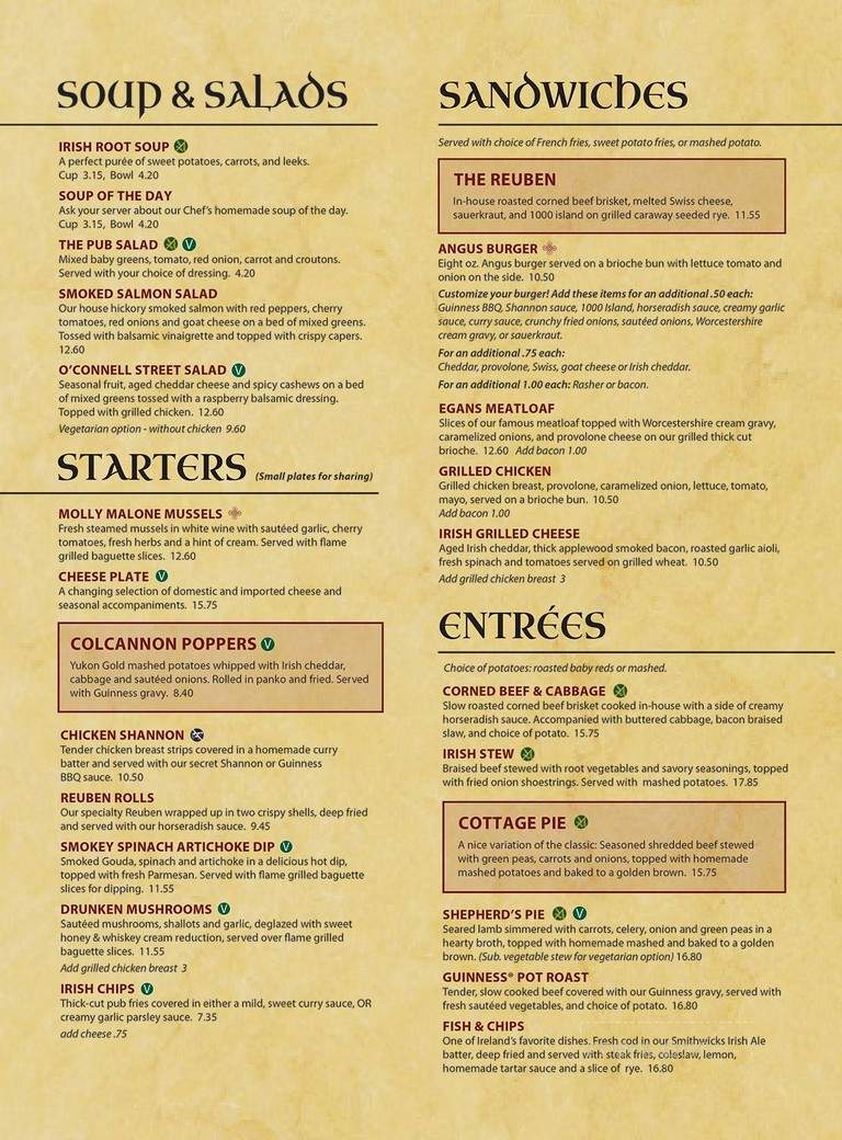 Ashling on the Lough - Kenosha, WI menu_pic